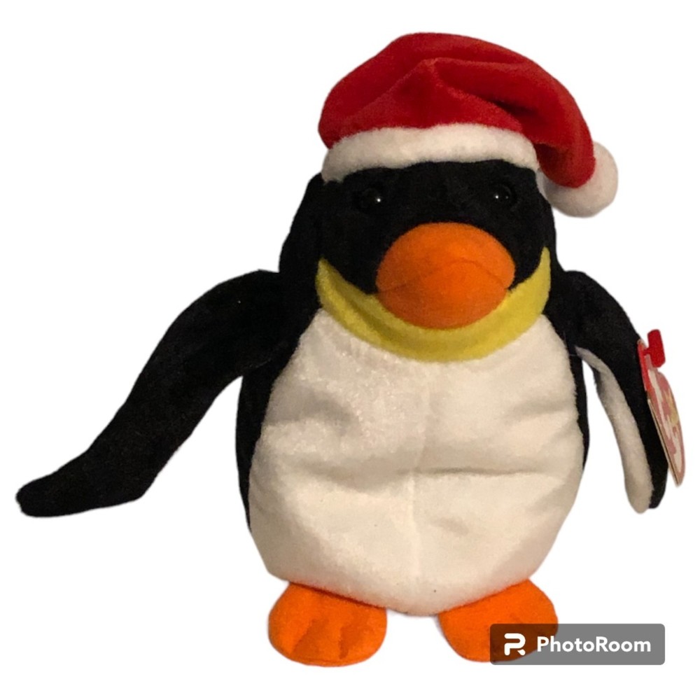 Ty Beanie Baby Zero the Penguin Vintage Retired 1998 Christmas Santa Plush Toy